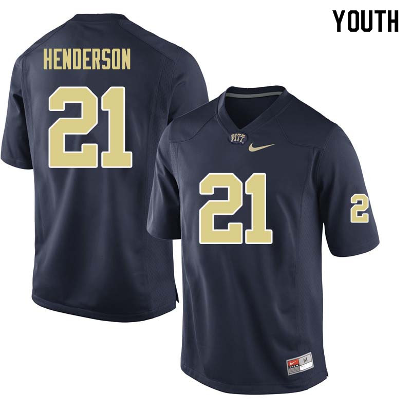 Youth #21 Malik Henderson Pittsburgh Panthers College Football Jerseys Sale-Navy